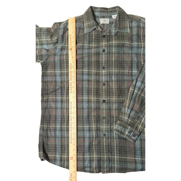 LL Bean Mens Large Tall Flannel Shirt Plaid Button Up Long Sleeve Cotton Blend - Picture 5 of 6
